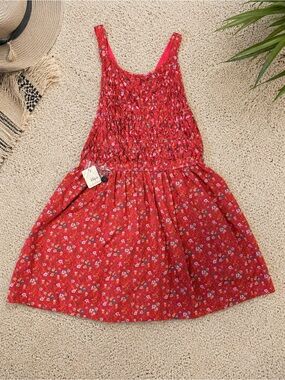 Free People Petunia Mini Dress Poppy‎ Combo Floral Smocked NWT XS